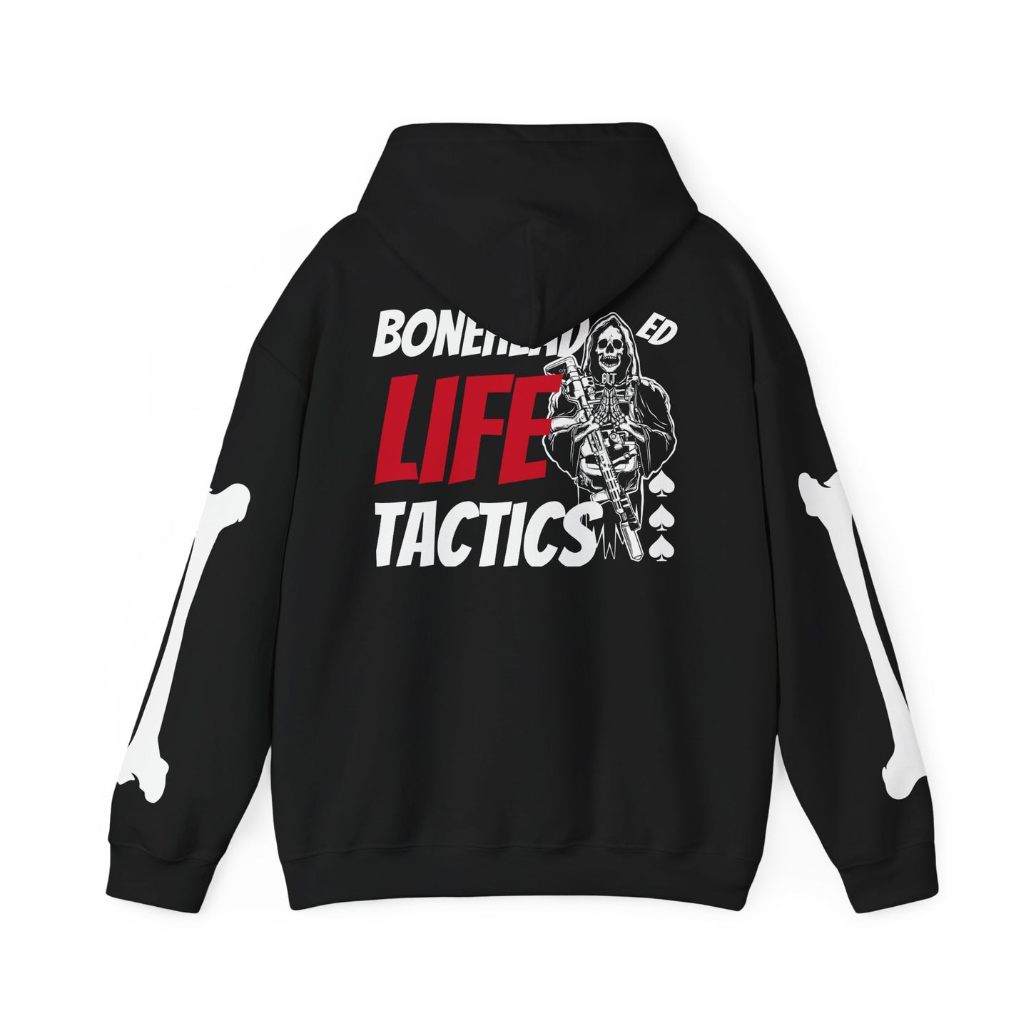 Hooded Sweatshirt Boneheads and Life Tactics Design